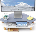 AFOOYO Monitor Stand Riser,2 Tier Corner Wood Sturdy 16.5In Computer Stand, Multi-Purpose Desktop Storage Stand for Laptop,PC,iMac,Printer,Computer,Blue by AFOOYO