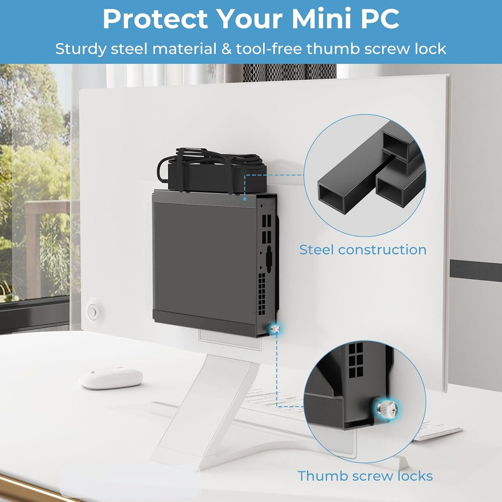 Mini PC Mount for Dell OptiPlex MFF and Pro Micro PC VESA Wall and Under Desk Mount for Dell OptiPlex Micro Pc Mounting Bracket for Dell QCM1250 7050 7080 5070 7020 3000 7060 and More with Mouse Pad - Image 5
