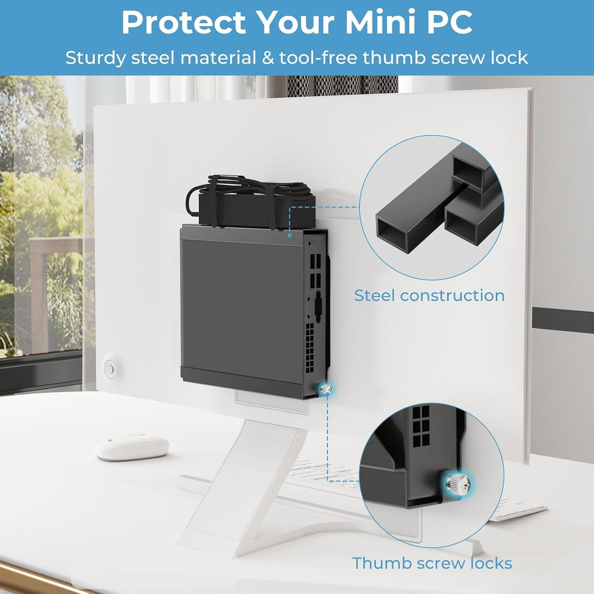 Mini PC Mount for Dell OptiPlex MFF and Pro Micro PC VESA Wall and Under Desk Mount for Dell OptiPlex Micro Pc Mounting Bracket for Dell QCM1250 7050 7080 5070 7020 3000 7060 and More with Mouse Pad - Image 5