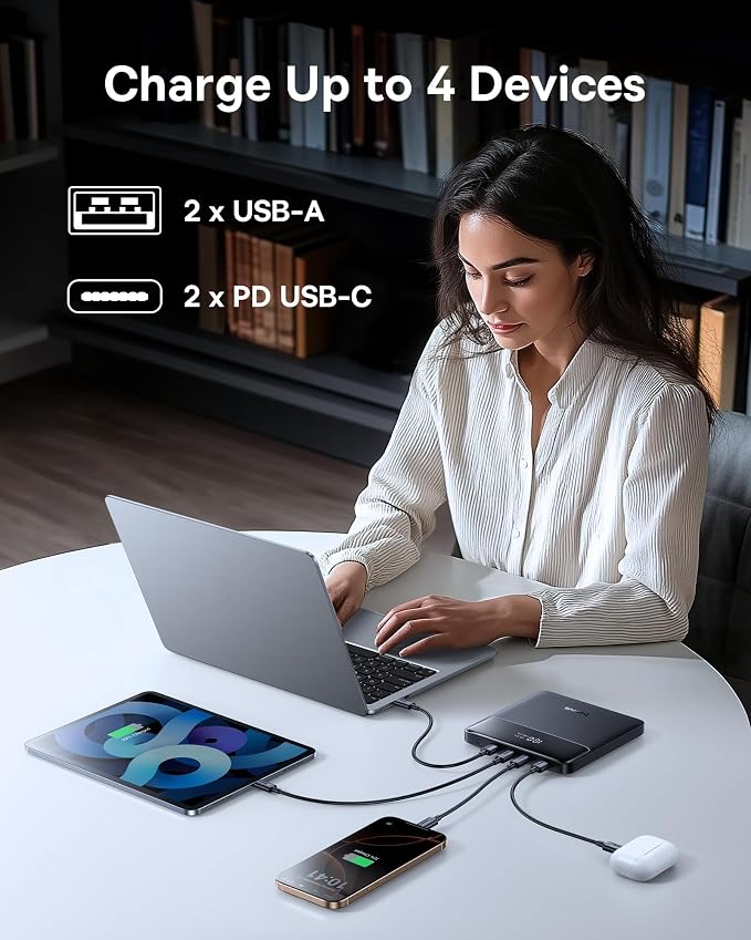 Baseus Laptop Portable Charger 100W 20000mAh, Blade Travel Power Bank Fast Charging 2 USB-C & 2 USB-A Port, Steam Deck Battery Pack for MacBook iPad iPhone 17/16/15/14/13 Samsung S24 etc. - Image 5