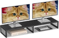 Dual Computer Monitor Stand Riser, Desk Organizers and Accessories, Printer & TV Stand, Desk Shelf, Office Desk Accessories & Desktop Workspace Organizer for Office Supplies, Black by Illuminatinglifewiththewarmthandloveoflight