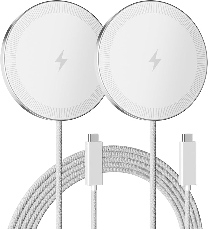 15W Wireless Charger for Apple MagSafe Charger, Magnetic Fast Charging Pad | Compatible for iPhone 17 16 15 14 13 12 Pro Max, AirPods-Slim Portable for Desk Bedside and Travel - 2 Pack, White by SMILESTATION