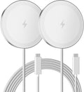 15W Wireless Charger for Apple MagSafe Charger, Magnetic Fast Charging Pad | Compatible for iPhone 17 16 15 14 13 12 Pro Max, AirPods-Slim Portable for Desk Bedside and Travel - 2 Pack, White by SMILESTATION