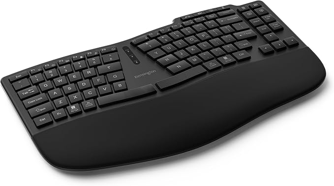 Kensington Pro Fit Ergo Wireless Keyboard KB675, Ergonomic, Rechargeable, Bluetooth & 2.4GHz Connection, Programmable Keys, Black, K75491US | Ergonomic layout, rechargeable, Bluetooth and 2.4GHz connection, programmable keys by Unknown