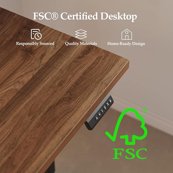 Klicelor L Shaped Standing Desk 63 x 55 Inch, Electric Height Adjustable Corner Desk for Home Office Workstation, Ergonomic Sit Stand Computer Table with Memory Controller, Dark Walnut - Image 8