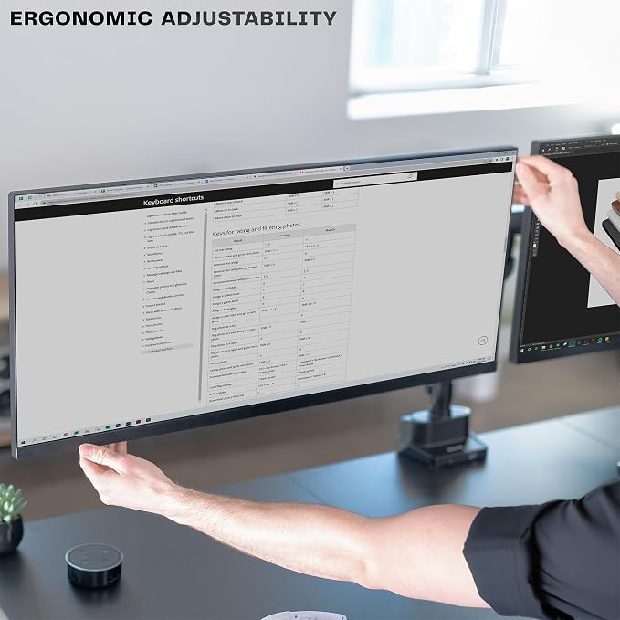 VIVO Premium Aluminum Full Motion Dual Monitor Desk Mount Stand with Lift Engine Arm, Pole Extension, and USB Ports, Fits Ultrawide Screens up to 40 inches, STAND-V102BDU - Image 8
