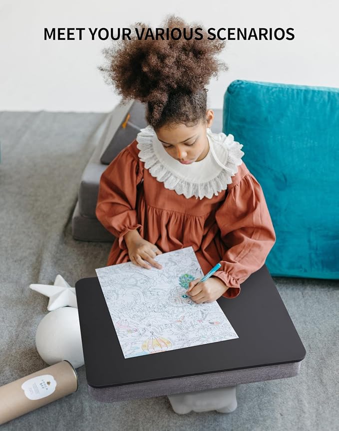 ZEAPTAC Lap Desk with Pillow Cushion, Portable Bed Desk, Fits up to 15.6 inch Laptop, Lap Stand for Bed & Couch & Carpet, Book/Tablet/Drawing Board Stand - Black - Image 5