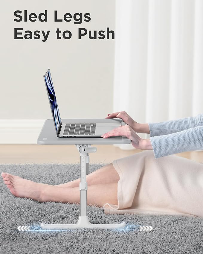 SAIJI Non-Slip Leather Laptop Bed Tray Table,Lap Desk with Laptop Stopper | Portable Height & Angle Adjustable Laptop Stand with Foldable Legs, Notebook Stand Reading Desk for Sofa Couch - Image 5
