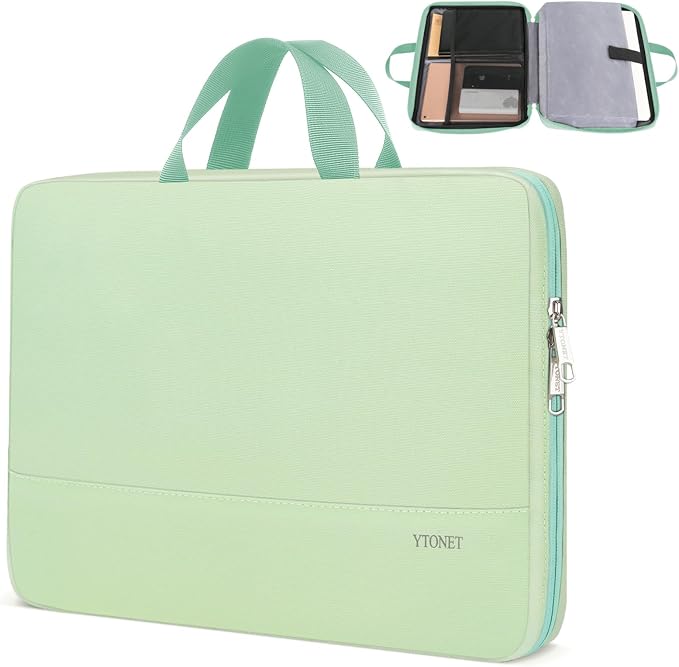 Ytonet Laptop Case 16 inch, 15-15.6 Inch TSA Laptop Sleeve with Handle | Compatible with MacBook, HP, Dell, Lenovo, Asus Notebook, Water Resistant, Gifts for Men Women, Mint Green by YTONET