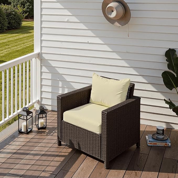 PatioGlow Outdoor Seat Cushion Set 24 x 24 x 4 Inch, Waterproof & Fade Resistant Patio Furniture Cushions with Removable Cover and Ties, Thick Deep Seating Pads for Outside Chair Sofa Couch, Yellow - Image 5