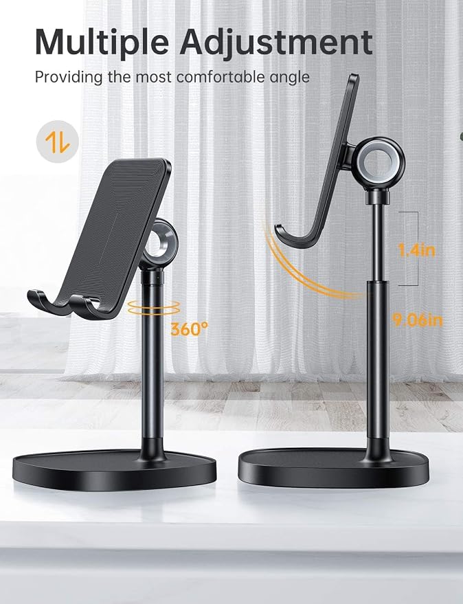 LISEN Cell Phone Stand Phone Holder for Desk, Gaming for Nintendo Switch | Black Desk Accessories, Gaming Accessories for Nintendo Switch, Computer Accessories, PC Accessories, iPad Stand, Desk Decor - Image 4