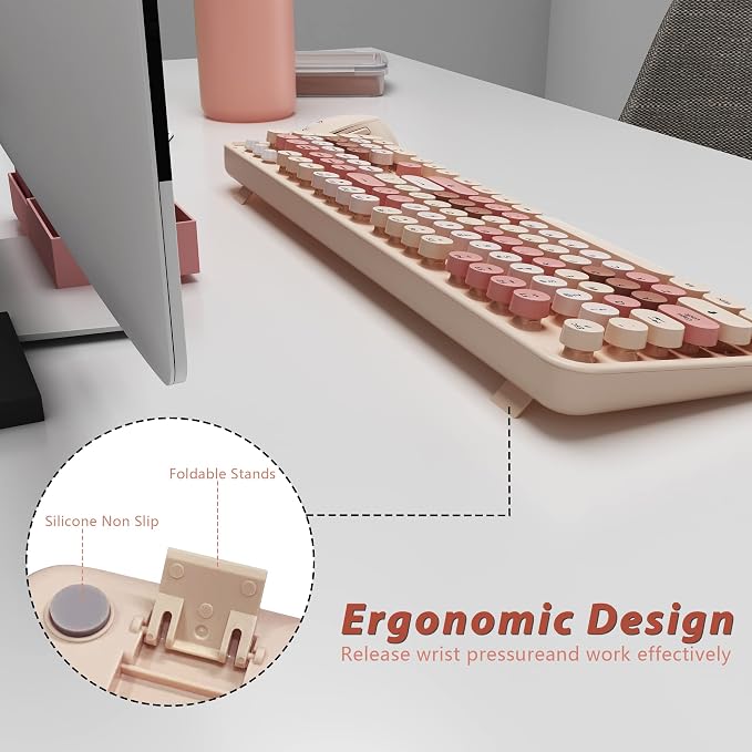 Wireless Keyboard and Mouse Cute Retro Typewriter for PC | Full Size With Number Pad & Mouse,Compatible With All Windows,Ideal For Windows,1600DPI,Computer, PC, Notebook, Laptop - Image 6