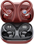 Wireless Earbuds, Bluetooth 5.4 Headphones Sport Over Ear Buds With ENC Mic | Noise Cancelling,48H, Wireless Earphone With Earhooks, Stereo Deep Bass, IP7 Waterproof ear bud for Workout Running,Light Red by Jesebang