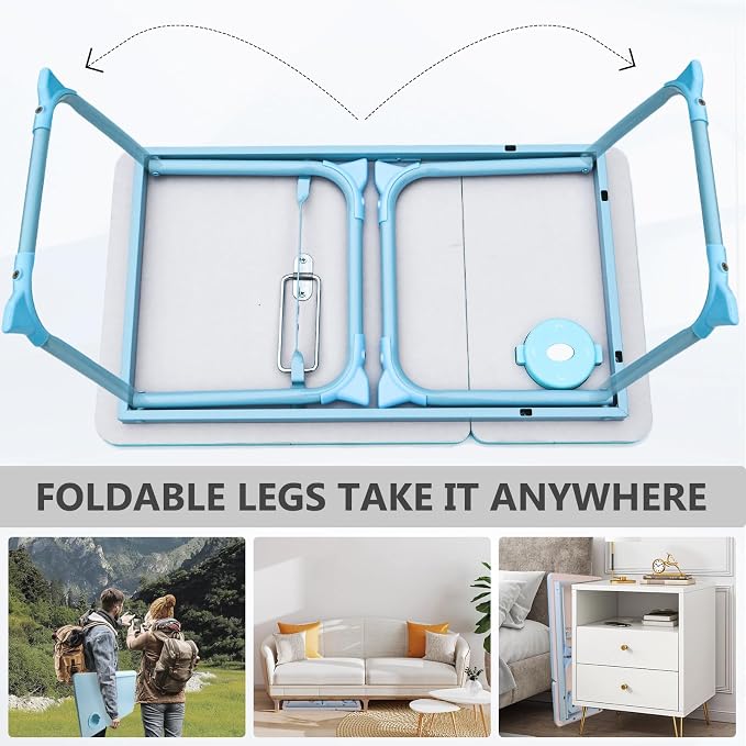 Laptop Desk for Bed Couch,Lap Desk for Laptop,Portable Laptop Stand for Desk,Small Adjustable Laptop Desk,Foldable Bed Table for Laptops and Writing, Bed Tray Table with Cup Holder(Blue) - Image 7