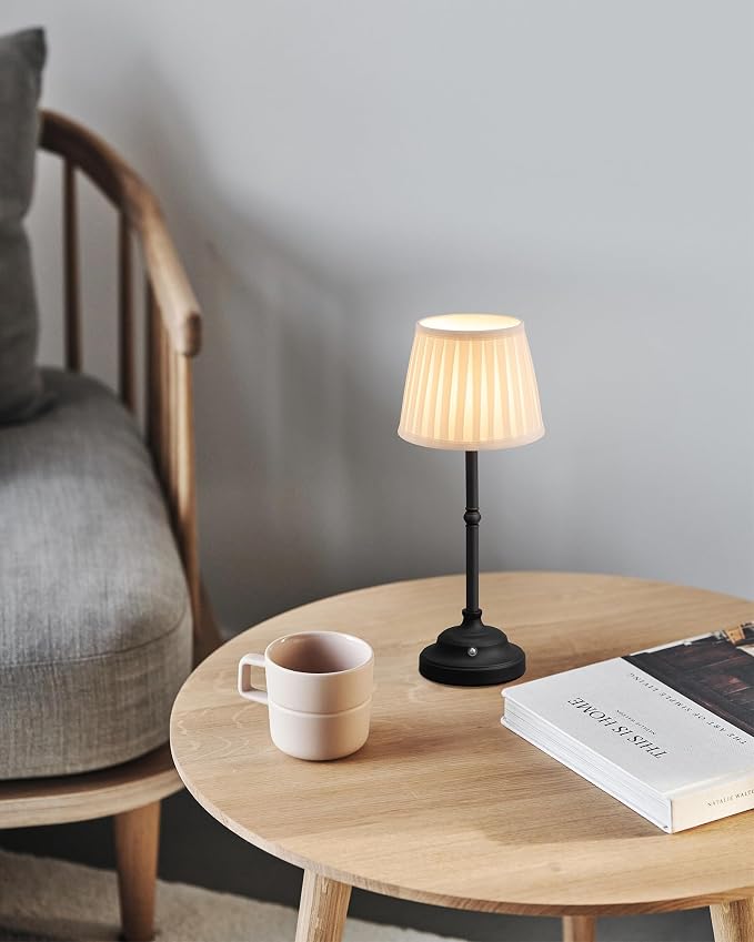 KDG Black Cordless Portable LED Table Lamp, White Fabric Shade Desk Lamp | 4000mAh Rechargeable Battery Powered Lighting, Dimmable Light for Dining Room, Bedroom, Bedside, Night Light, Balcony - Image 7