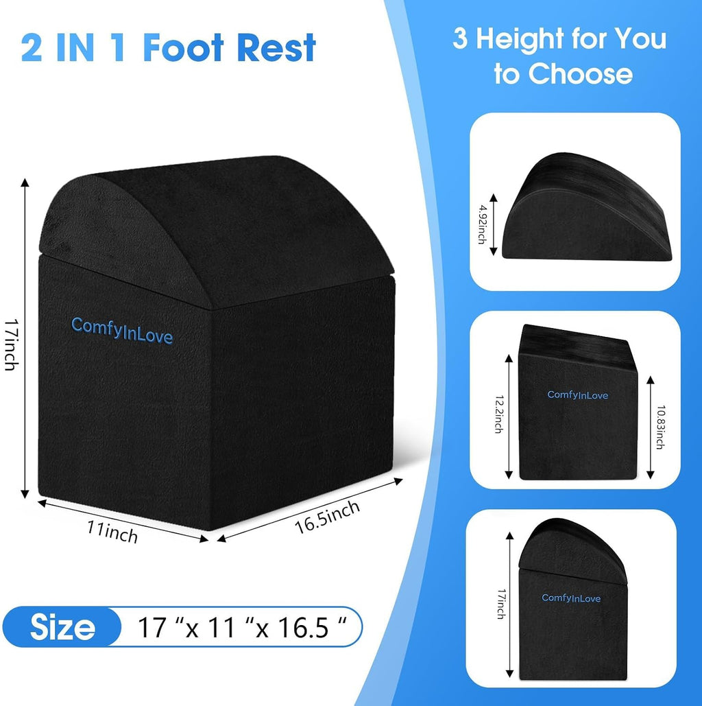 Foot Rest for Under Desk with 3 Heights, Foot Stool, Black - Image 2
