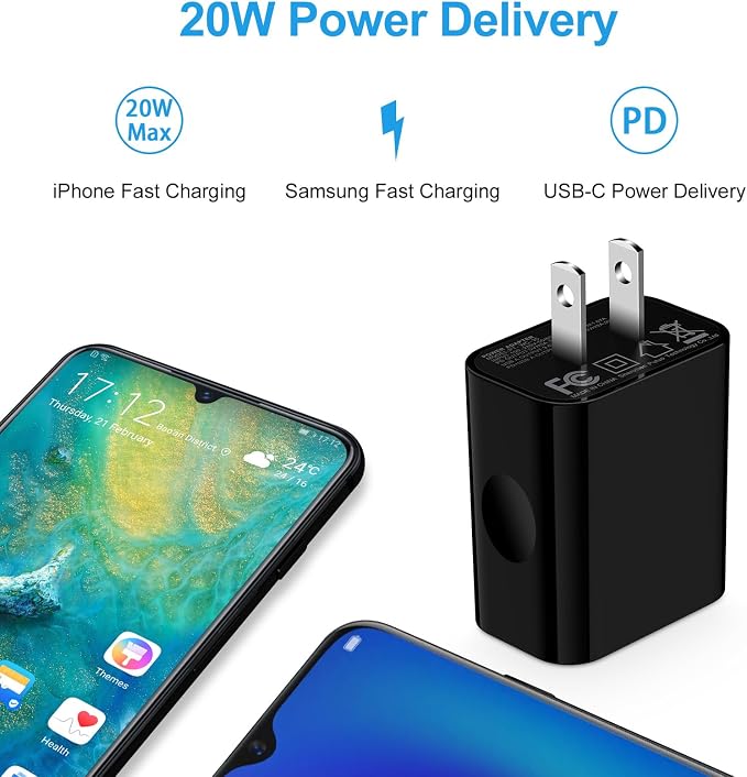 20W USB C Charger Cube,2-Pack Wall Plug Android Fast Charging Block, 2-Port PD+QC Power Adapter Type C Box for Samsung Galaxy S25 Ultra/S25 Plus/S24/S23/Watch Ultra 7/A36/A16/A26,iPhone 16e,Pixel 9A - Image 6