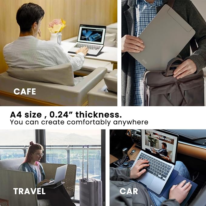 Portable Lap Desk -Ultra Slim&Compact Laptop Desk in Sleek Design with Retractable Mouse Pad, Adjustable Stand, Expandable Surface, and Heat Protection for Laptops and Tablets (Blonder Brown) - Image 5