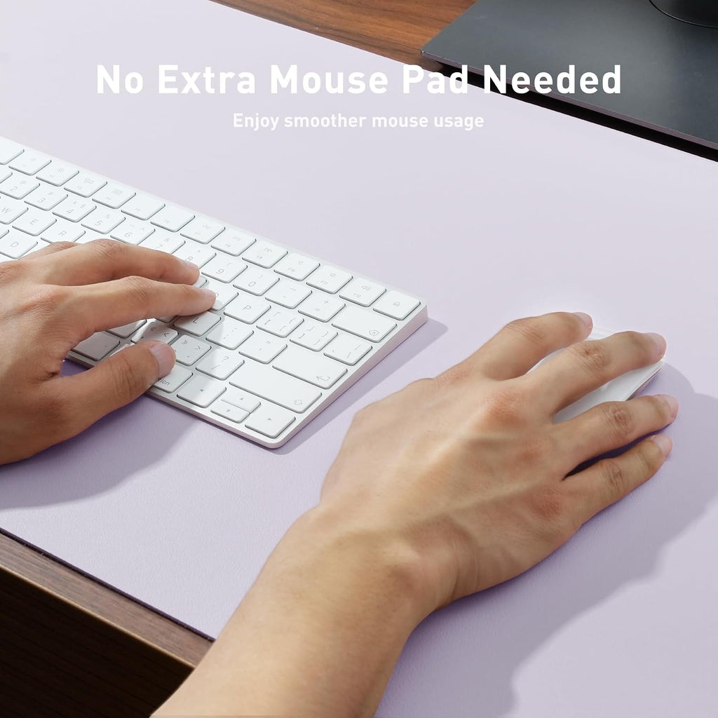 Aothia Faux Leather Desk Mat - Non-Slip PU Leather Desk Blotter, Waterproof Writing Surface, Large Desk Pad for Office & Home (Soft Lavender, 55" x 24") - Image 4