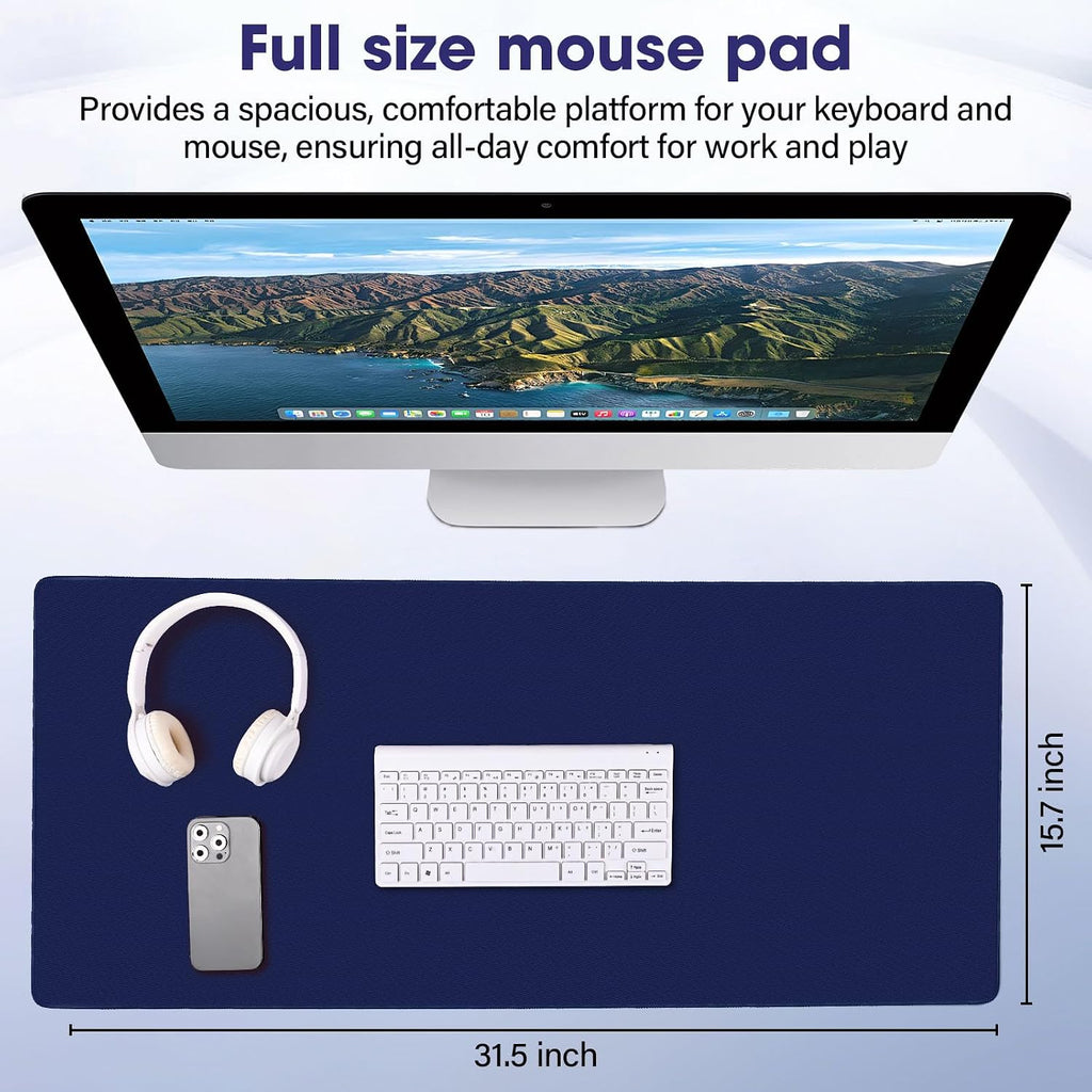 31.5" x 15.7" Waterproof Fabric Gaming Desk Mat, Rubber Anti-Slip,Navy Blue - Image 2