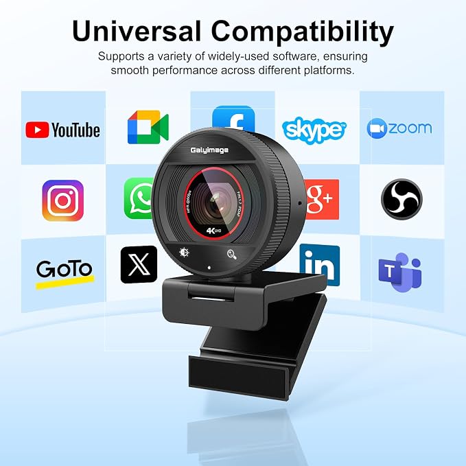 4K Webcam for PC Computer PDAF Autofocus with Built-in Microphone Windows | 1080P@60fps, Privacy Cover, Dual Noise Cancel Mics, 8X Digital Zoom, 78° FOV, Compatible Zoom Teams Twitch Google Meet - Image 9