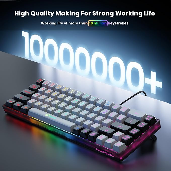 GEODMAER 65% Gaming Keyboard, Wired Backlit Mini Keyboard, Ultra-Compact Anti-Ghosting No-Conflict 68 Keys Membrane Gaming Wired Keyboard for PC Laptop Windows Gamer - Image 3