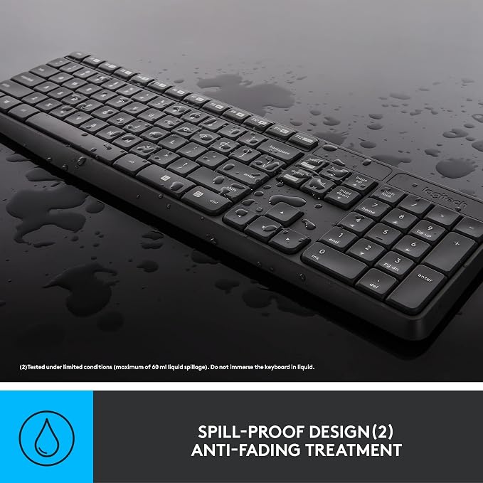 Logitech MK235 Full Size Wireless Keyboard and Mouse Combo | Full size keyboard with spill-resistant design, compact ambidextrous mouse, connect via single included USB-A Nano Receiver - Image 5