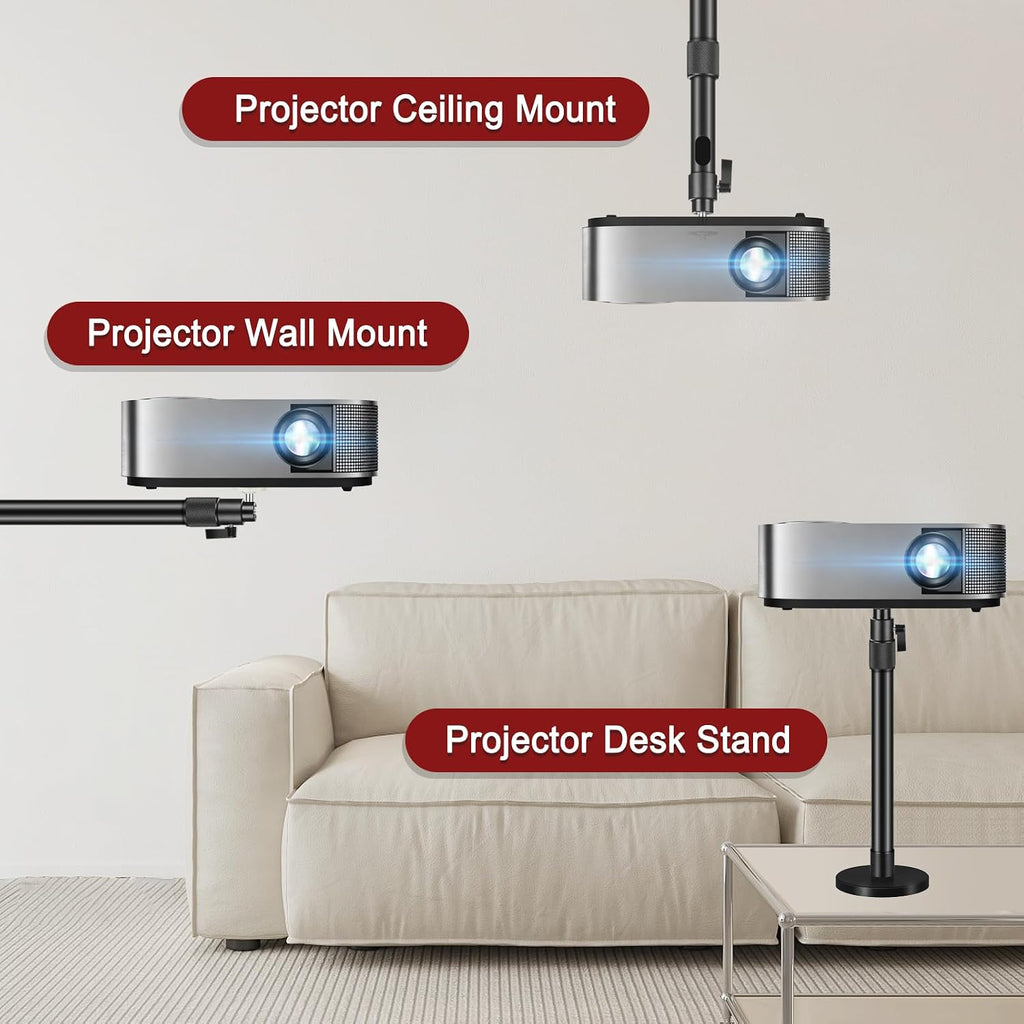2-Be-Best Ceiling Projector Mount Bracket Adjustable Projector Mount Compatible with Aurzen, TMY, HAPPRUN, Yaber, & More (Black, 14-24“) - Image 6