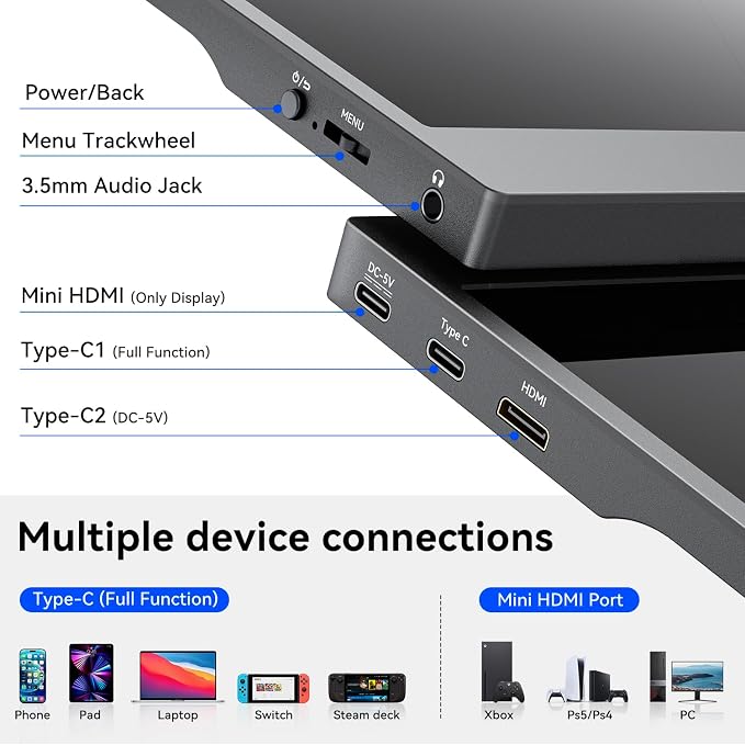 15.6 Inch Portable Monitor FHD 1080P IPS Display with USB C and HDMI Ultra Slim Travel Screen Extender for Laptop and Gaming - Image 3