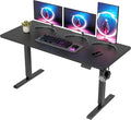 DESINO Standing Desk, 63 × 28 Inches Electric Height Adjustable, Sit and Stand Up, Computer Office Desk with Splice Board, Black Frame/Black TOP by DESINO