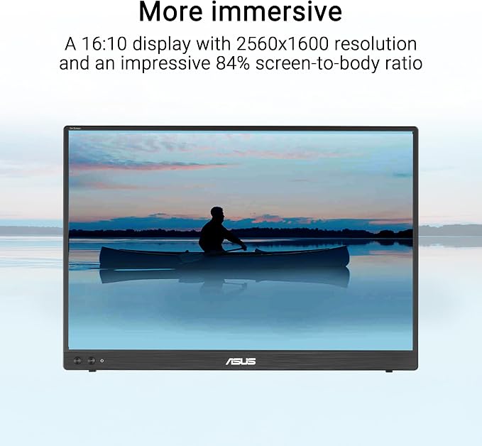 ASUS ZenScreen MB16NCG 15.6 Inch 155Hz,16:10 USB-C Portable Monitor | 100% sRGB, Auto Rotate, WQXGA(2560X1600), USB-C, IPS, Power Pass Through, Eye Care, Travel Display for MacBook and PC - Image 2