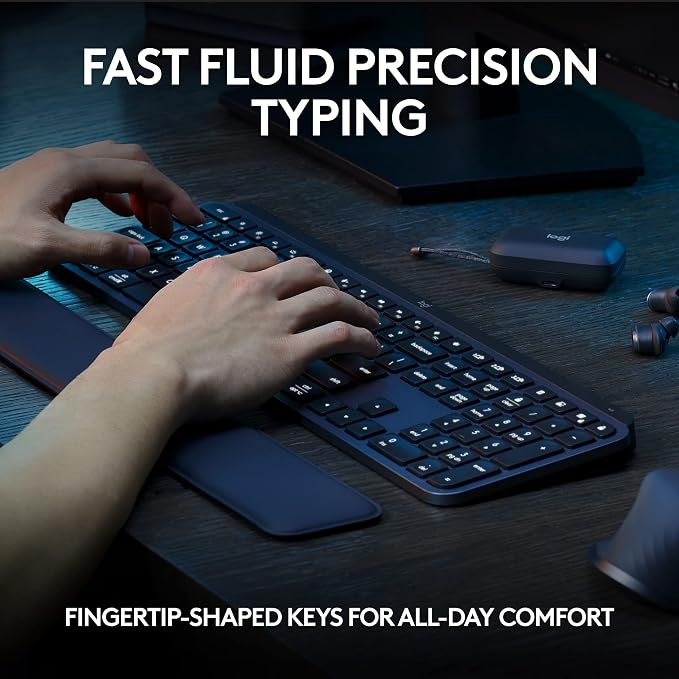 Logitech MX Keys S Wireless Keyboard Low Profile Fluid Precise - Graphite | Fluid precise quiet typing, programmable keys, backlighting, USB C rechargeable, for Windows PC, Linux, Chrome, Mac - Image 2