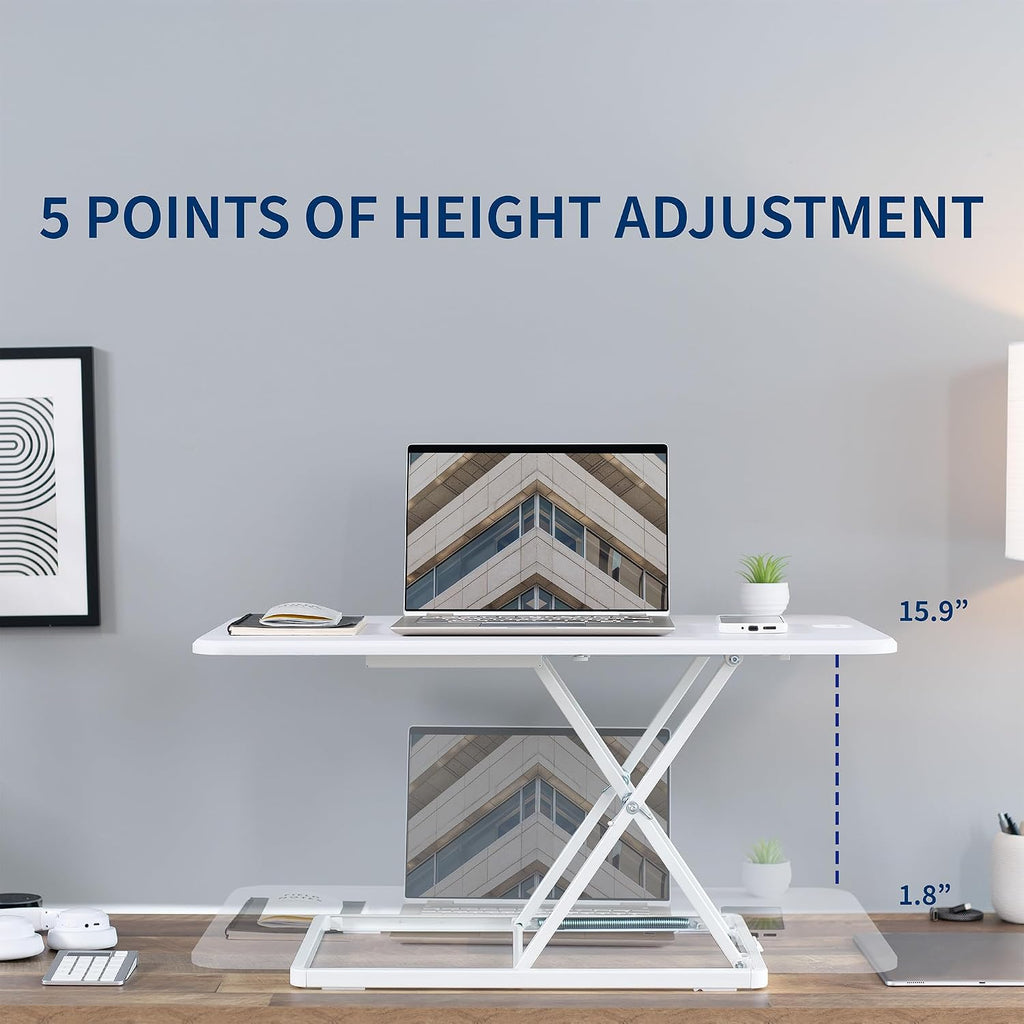 VIVO Single Top Standing Desk Converter, 32" White Top - Image 5