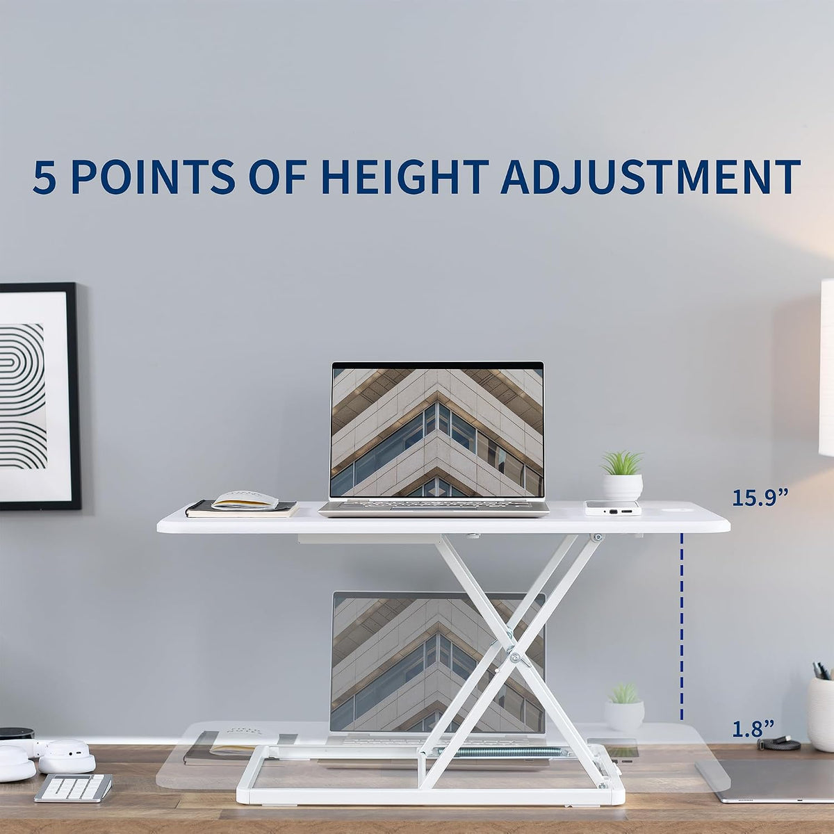 VIVO Single Top Standing Desk Converter, 32" White Top - Image 5