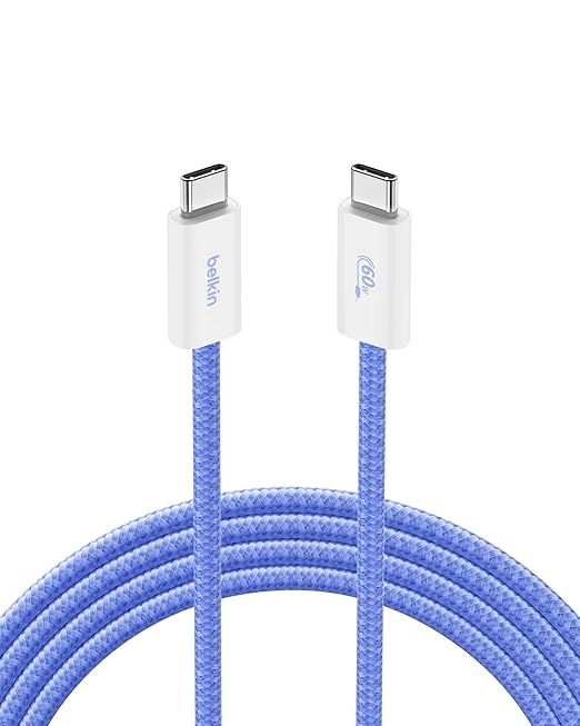 Belkin USB C to USB C 60W Braided Cable 6.6ft iPhone Charger Cord | iPhone 15/16/17, Samsung Galaxy S26, Pixel 10, Airpods, iPad, Nintendo Switch 2, MacBook, Steam Deck, Travel, Chromebook by Unknown