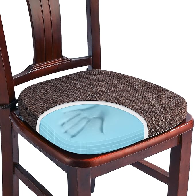 SINOSSO 1 Pack Memory Foam Chair Cushions for Dining Chair, Friendly Woven Fabric 16" U-Shape Comfortable Kitchen Chair Pad, Removable Slip Resistant Seat Cushion (1 Piece, Dark Brown) by SINOSSO