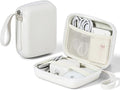 Portable Charger Case, Tech Pouch Travel Organizer, L, White | Hard Shell Electronic Storage for MacBook Power Adapter, Magic Mouse, Charging Cords, Power Bank Laptop Accessories by Linpr