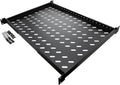 Navepoint 1U 19-Inch Fixed 4-Post Rack Mount Server Shelf with Adjustable Depth from 18-34 Inch Black by NavePoint