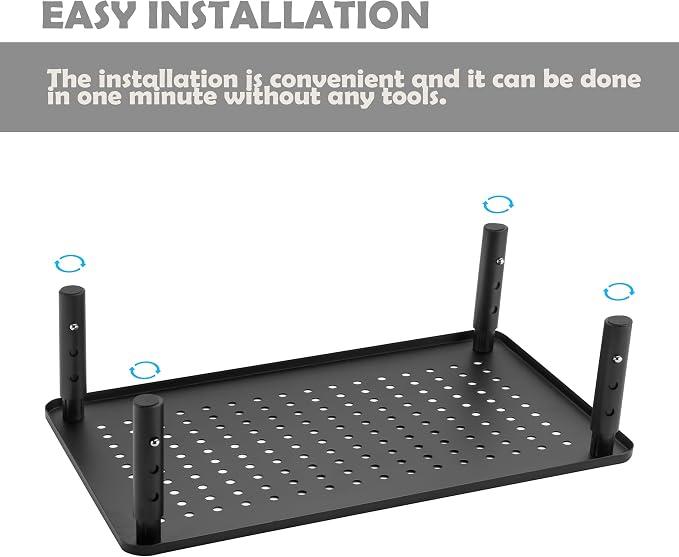 Monitor Stand for Desk Monitor Riser, Adjustable Laptop Riser, Desk Organizer Desktop Printer Laptop Storage Shelf, Mesh Metal Computer Item Stand (2 Pieces)(14.5" Lx9.3 W/Piece) - Image 3