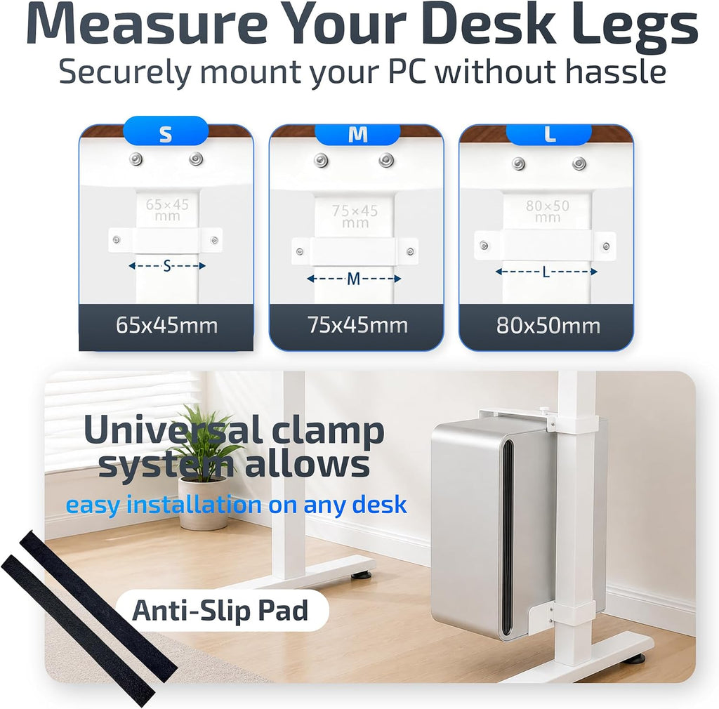 Adjustable No Drill Under Desk PC Mount Stand, 50lb Capacity - Image 7