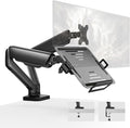 monTEK Dual Arm 2-in-1 Desk Mount, Laptop & Monitor, Fits 12–18" Laptops | Dual Arm Desk Mount with Ventilated Laptop Tray, Works for Laptop + Monitor,Full Motion Arm with Clamp/Grommet, 75/100 VESA by monTEK