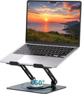 SOUNDANCE 360 Rotating Laptop Stand, Ergonomic Computer Riser for Desk, Adjustable Height Multi-Angle Metal Holder, Foldable Portable Notebook Elevating Base for Office & Home, Black by Soundance