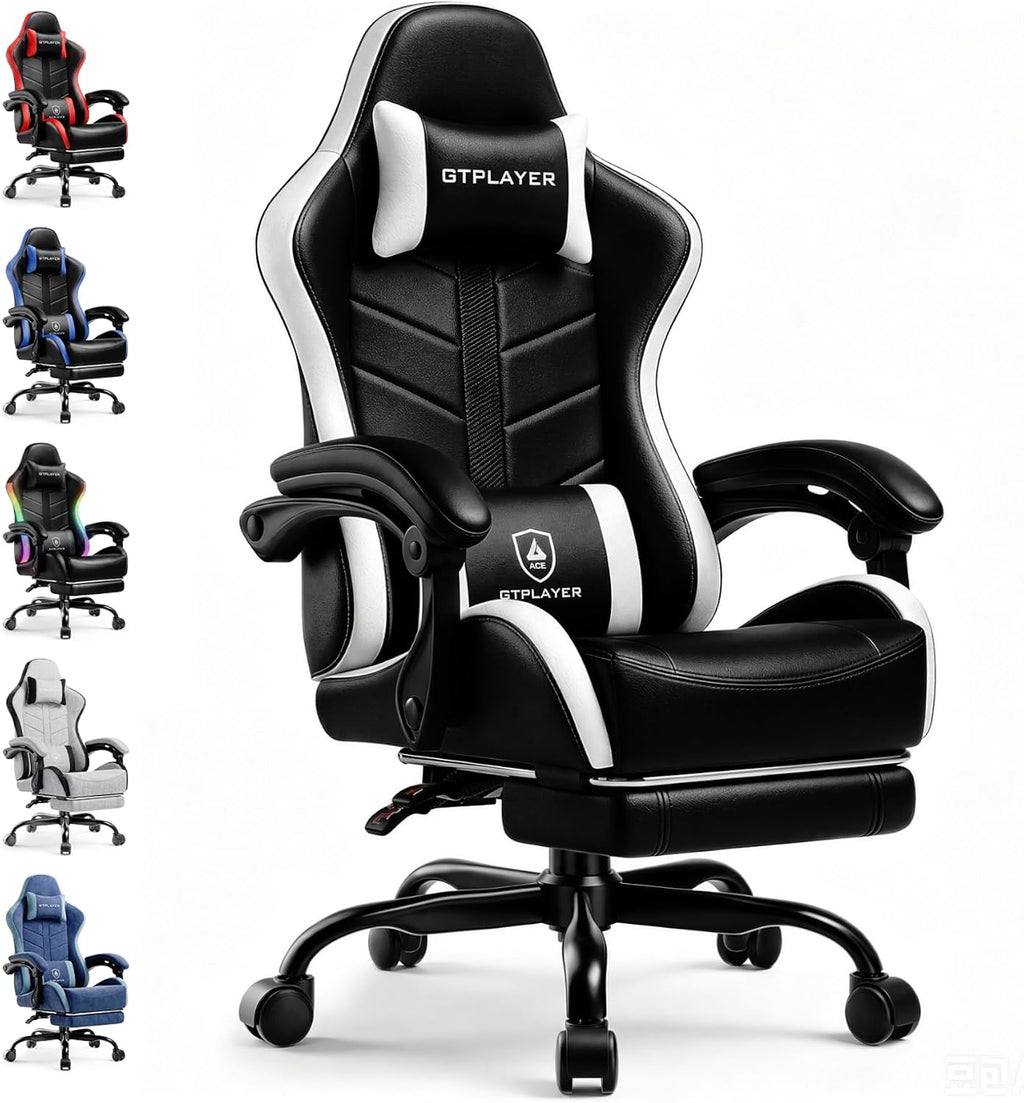 GTPLAYER Gaming Chair, Computer Game Chair for Adults, White by GTPLAYER