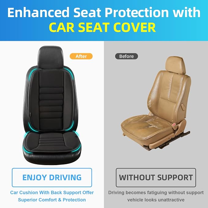 Lofty Aim Car Seat Cushion with Back Support Pillow, Driver Seat Cushion | Comfy Lumbar Support & Seat Cushion, Memory Foam Seat Cushion for Pain Relief, Butt Pillow for Car, Truck, Black - Image 5