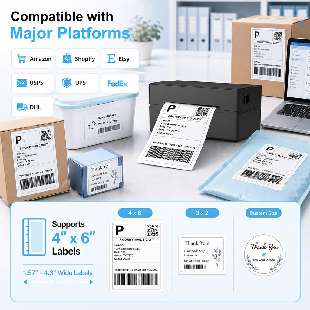 Thermal Shipping Label Printer 4x6 Bluetooth Label Maker for Small Business - Image 3