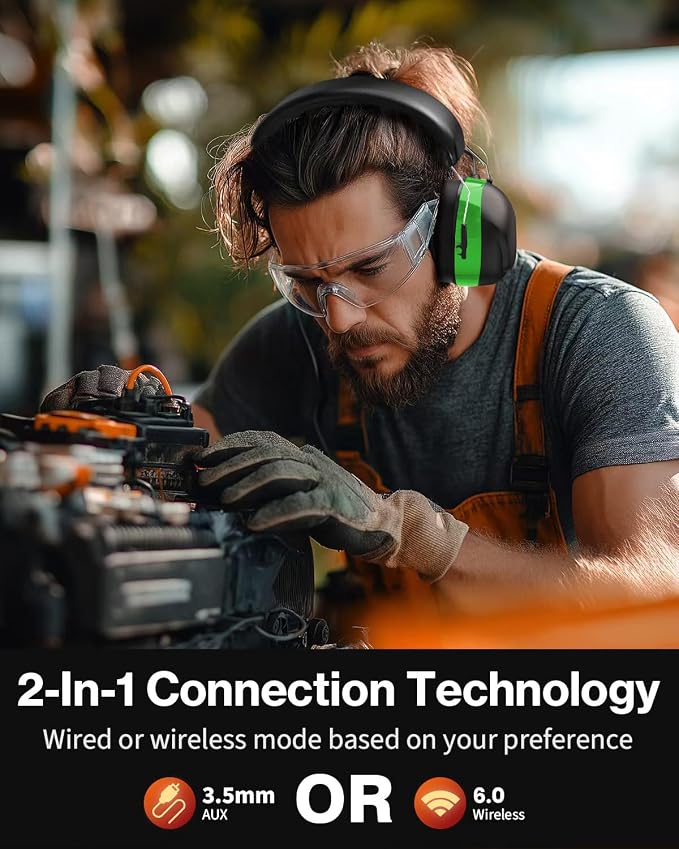 Qozybuds Bluetooth 6.0 Hearing Protection Headphones with 120H Working Time, 30dB SNR, Superior Stereo Sound Quality, Larger Buttons for Easy Operation, Safety Ear Muffs for Lawn Mowing, Workshops - Image 6