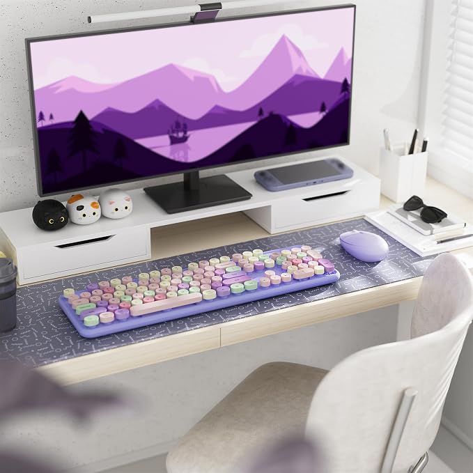 Colorful Wireless Keyboard and Mouse Combo Purple Colorful | Full-Sized Office Keyboard with Typewriter Flexible Keys, 2.4GHz Dropout-Free Connection, Optical Mouse for PC Laptop - Image 2