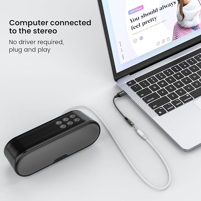 MOSWAG USB to Audio Jack Adapter 0.65Feet/20cm, External Sound Card Jack Audio Adapter with 3.5mm Aux Stereo Converter Compatible with Headset,PC,Laptop,Linux,Desktops,PS4 and More Device - Image 5