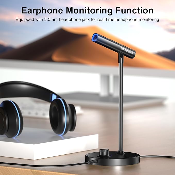USB Desktop Microphone, Computer Microphone for PC with Noise Cancellation & Click to Mute Function for Recording, Gaming, Podcasting, Streaming, YouTube, Mac, Laptop - Image 4