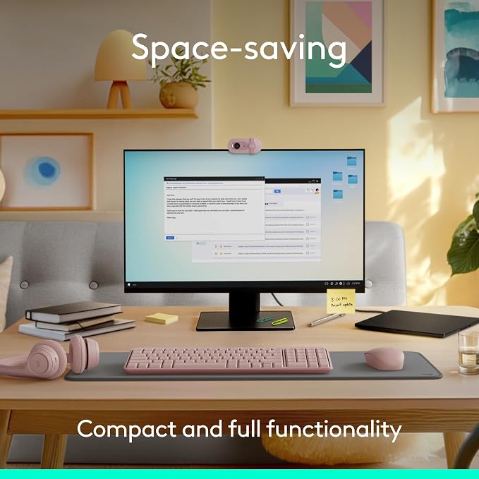 Logitech MK250 Compact Bluetooth Wireless Keyboard and Mouse Combo - Rose | Bluetooth connection only, compact keyboard with number pad, small ambidextrous M196 mouse with 3 non-customizable buttons - Image 5